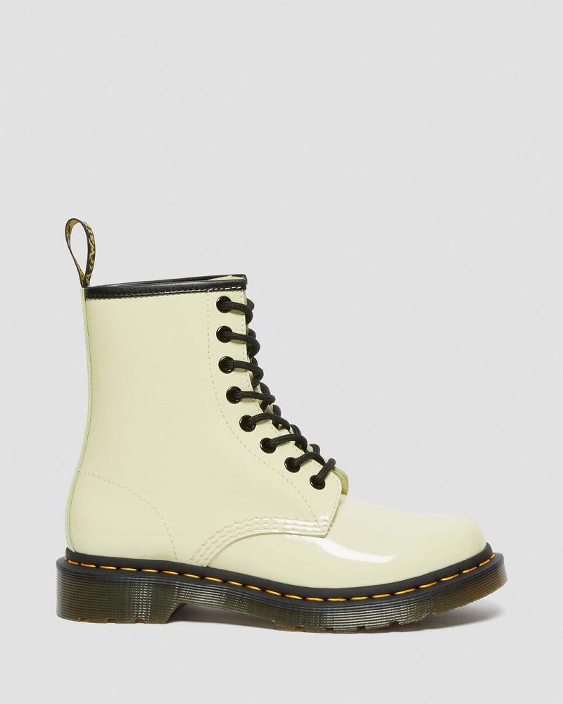 Dr Martens 1460 Patent Lær Snørestøvletter Dame Pisket Krem | Norge 584QMA